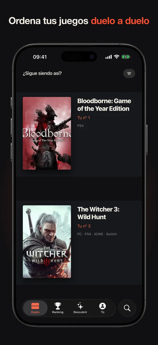 Ordena tus juegos duelo a duelo