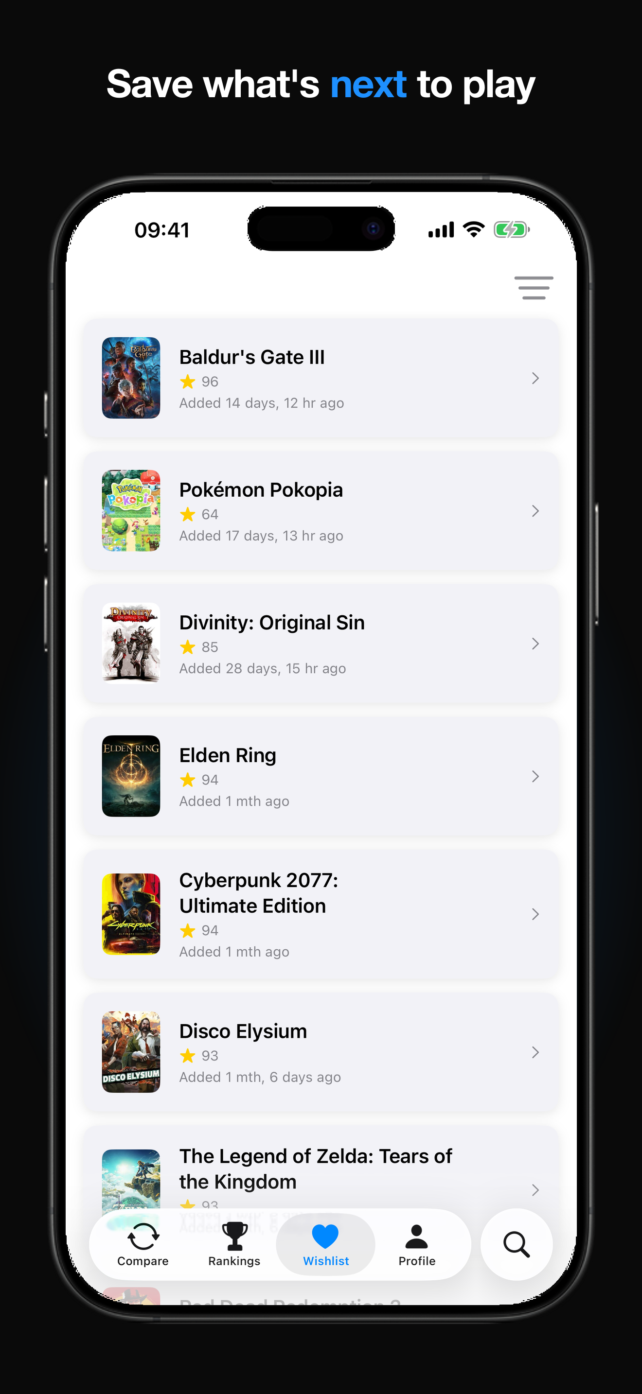 Save what's next to play