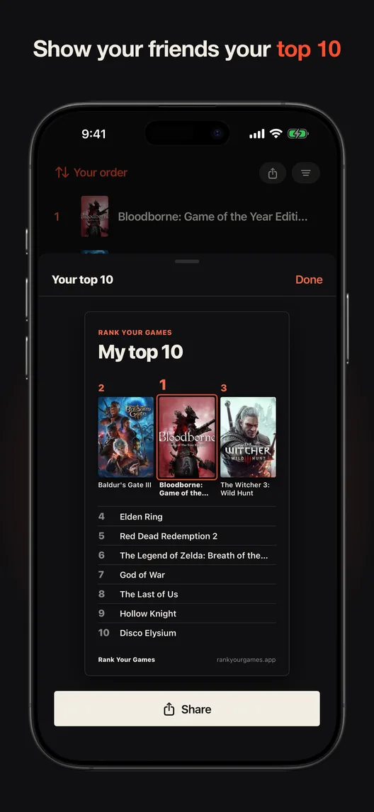 Show your friends your top 10