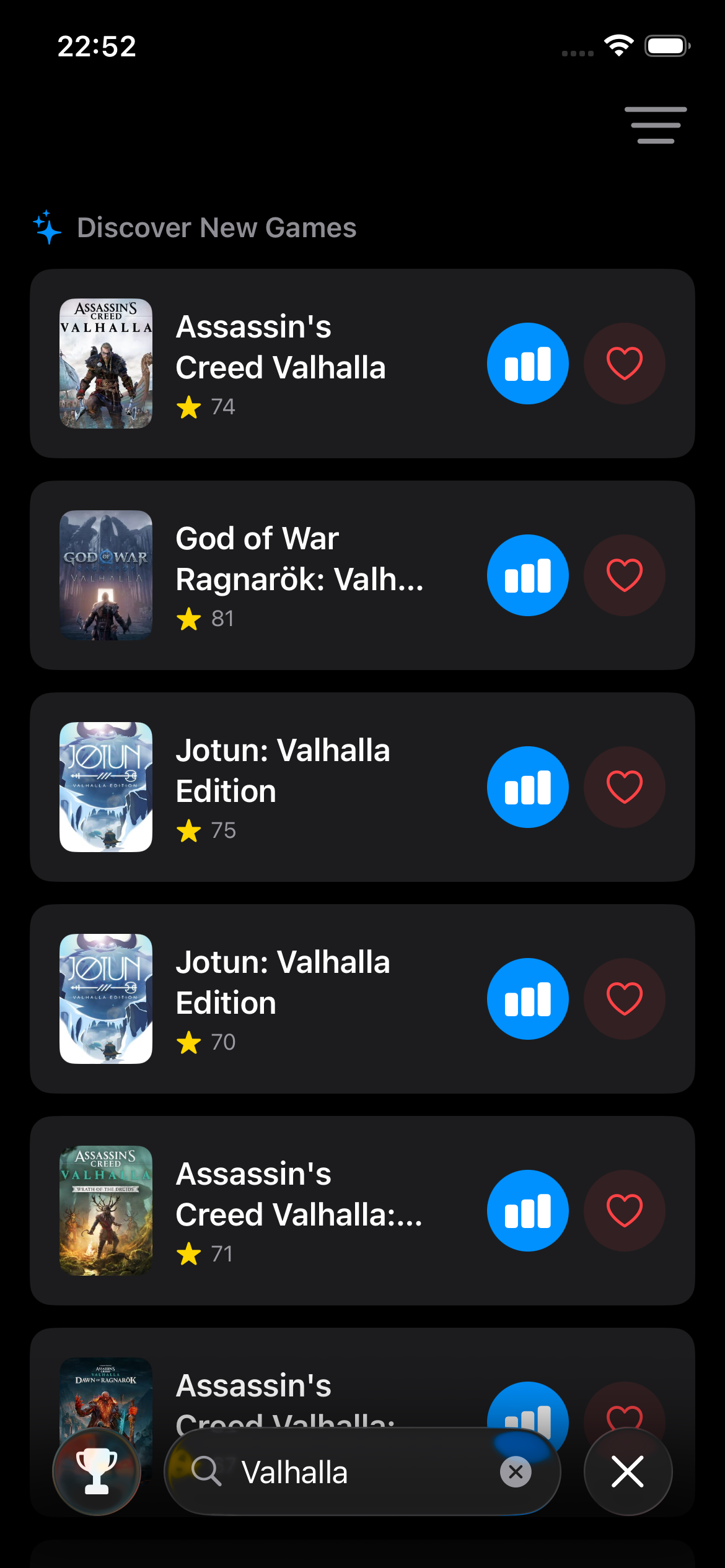 Search results — find any game from thousands of titles